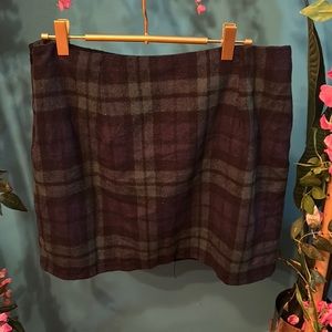 Womens Wool Plaid Mini Skirt Fall Winter High Waisted Bodycon Pencil